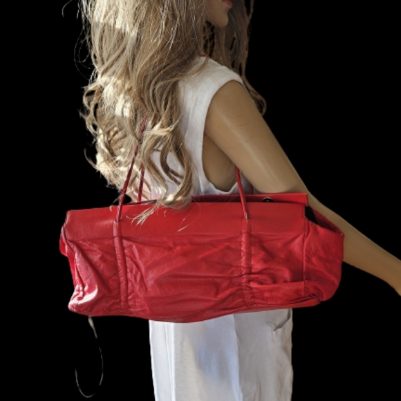 Italian Red Leather Handbag from Carla Mancini - Picture 3 of 9